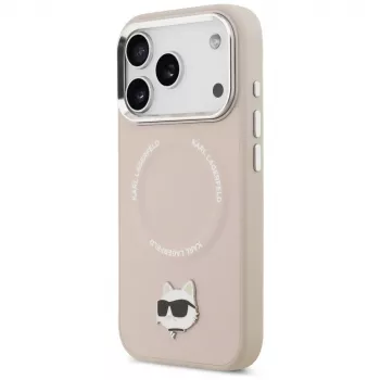 Karl Lagerfeld Choupette Pin MagSafe vāciņš iPhone 17 Pro, rozā
