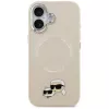 Karl Lagerfeld Karl & Choupette Pins MagSafe vāciņš iPhone 17, bēšā krāsā