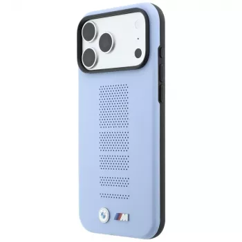 BMW M Blue Perfo Metal Logo MagSafe maciņš iPhone 18 Pro / 17 Pro, zils