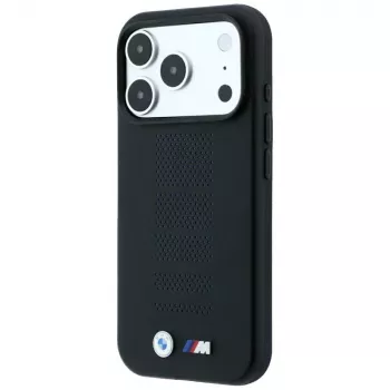 BMW M Blue Perfo Metal Logo MagSafe maciņš iPhone 18 Pro Max / 17 Pro Max, melns