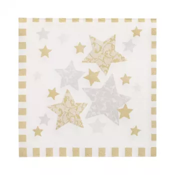 PAPSTAR salvetes Stardust, baltas, zelta, 3 slāņu, 33,0 x 33,3 cm, 100 gab.