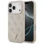 Guess Leather 4G Triangle Strass MagSafe vāciņš iPhone 18 Pro / 17 Pro, rozā