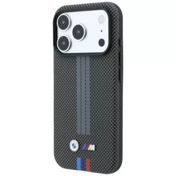 BMW M Quadrille Kevlar Tricolor Print Lines MagSafe maciņš iPhone 18 Pro / 17 Pro, antracīta krāsā