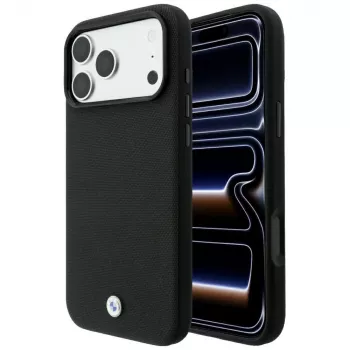 BMW Kevlar Metal Logo MagSafe maciņš iPhone 18 Pro / 17 Pro, melns
