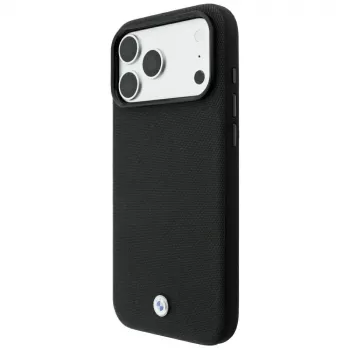 BMW Kevlar Metal Logo MagSafe maciņš iPhone 18 Pro / 17 Pro, melns