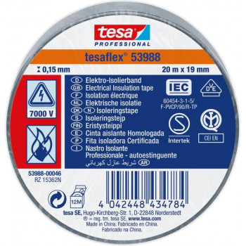 Tesa mīkstā PVC izolācijas lente, 19mm x 20m, balta