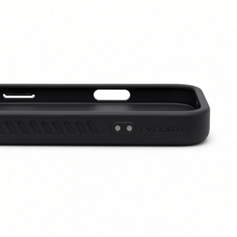Evelatus gumijas pārklājuma MagSafe maciņš ar statīvu Apple iPhone 18 Pro Max, melns