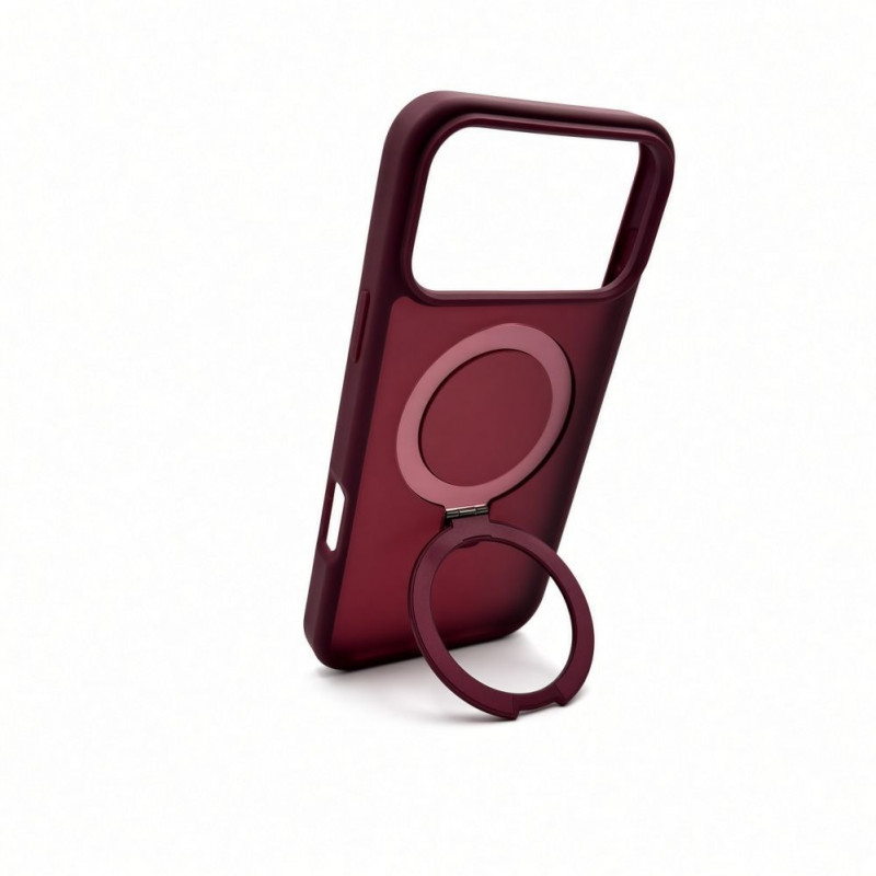 Evelatus Shield vāciņš ar MagSafe un statīvu Apple iPhone 18 Pro, matēts gredzens, bordo