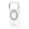 Guess HC MagSafe IML Ring Stand 360 Script Metal Logo vāciņš Apple iPhone 18 Pro, caurspīdīgs