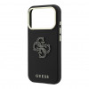 Guess SW graudainas PU un liela sveķu logotipa futrālis Apple iPhone 18 Pro, melns