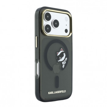 Karl Lagerfeld HC MagSafe IML Peekaboo Print & Metal Frame vāciņš Apple iPhone 18 Pro Max, melns