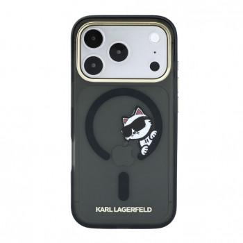 Karl Lagerfeld HC MagSafe IML Peekaboo Print & Metal Frame vāciņš Apple iPhone 18 Pro, melns