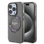 Guess PC/TPU Flowers Ring Glossy Logo MagSafe vāciņš Apple iPhone 15 Pro, caurspīdīgs melns (GUHMP15LHFWFCK)