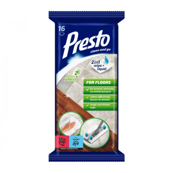 Presto mitrās salvetes grīdām, 16 gab.