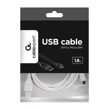 Gembird CCP-mUSB2-AMBM-6-W USB 2.0 A uz Micro-USB B kabelis, 1,8 m, balts
