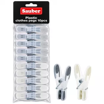 Sauber plastmasas veļas āķi, 10 gab., zaļi/dzelteni/pelēki