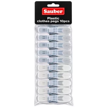 Sauber plastmasas veļas āķi, 10 gab., zaļi/dzelteni/pelēki