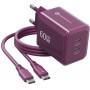 Forcell F-Energy GaN III VT-60 60W PD QC 4.0+ 2x USB-C bordo sienas lādētājs + USB-C kabelis
