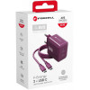 Forcell F-Energy GaN III VT-60 60W PD QC 4.0+ 2x USB-C bordo sienas lādētājs + USB-C kabelis