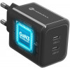Forcell F-Energy GaN III VT-60 60W PD QC 4.0+ 2x USB-C melns sienas lādētājs + USB-C kabelis