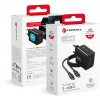 Forcell F-Energy GaN III VT-60 60W PD QC 4.0+ 2x USB-C melns sienas lādētājs + USB-C kabelis