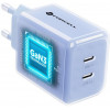 Forcell F-Energy GaN III VT-60 60W PD QC 4.0+ 2x USB-C sienas lādētājs, zils + USB-C kabelis