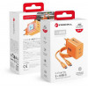 Forcell F-Energy GaN III VT-60 60W PD QC 4.0+ 2x USB-C sienas lādētājs oranžs + USB-C kabelis