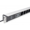 Digitus DN-95432 19 inch statīva PDU, 6x Schuko, 2 m kabelis, Schuko spraudnis, 16 A, pārsprieguma aizsardzība un filtrs