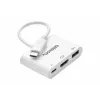celexon USB-C daudzportu adapteris uz HDMI un USB-A, M/F, balts