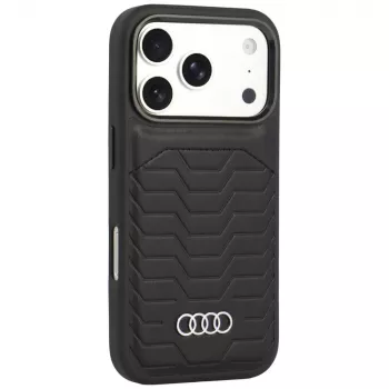 Audi GT sintētiskās ādas MagSafe vāciņš iPhone 18 Pro / 17 Pro, melns