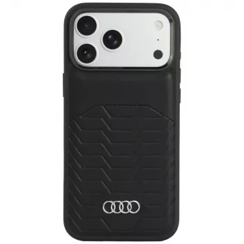 Audi GT sintētiskās ādas MagSafe maciņš iPhone 18 Pro Max / 17 Pro Max, melns