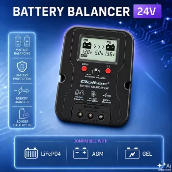 Qoltec sprieguma balansētājs 24V 2 x 12V akumulatoriem | 5A | AGM GEL LiFePO4 | LCD