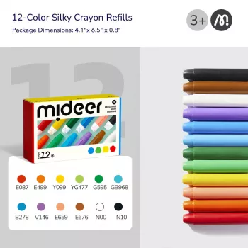 Mideer Silky Crayons mīksto, mazgājamo krītiņu rezerves, 12 gab.