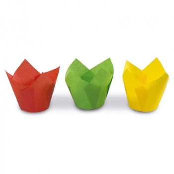 Guardini Tulip formas papīra kēksiņu formiņas 12 gab. krāsainas Easy Bake Ø 7.5 x 8 cm