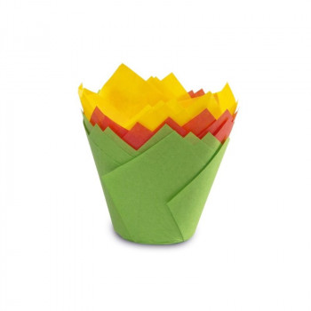 Guardini Tulip formas papīra kēksiņu formiņas 12 gab. krāsainas Easy Bake Ø 7.5 x 8 cm