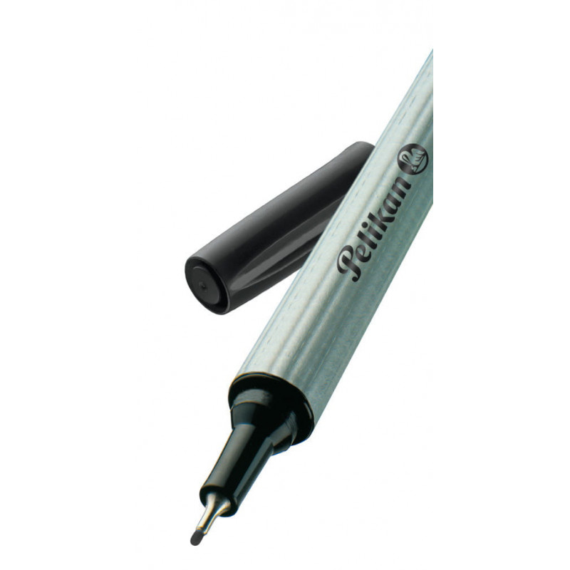 Pelikan Fineliner 96, melns, ar metāla uzgali, dokumentiem piemērota, gaismas izturīga tinte