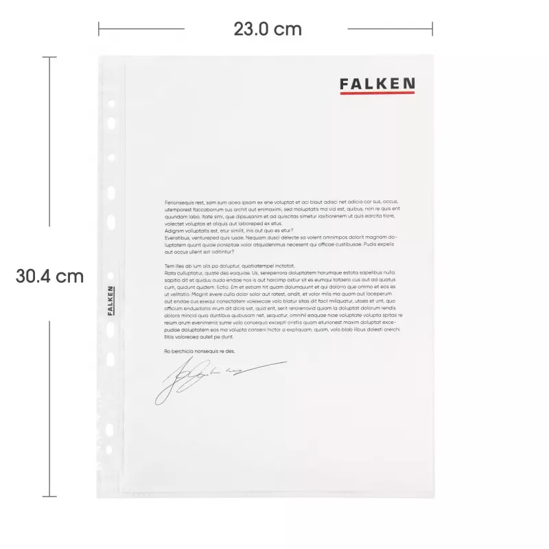 Falken perforētās kabatiņas DIN A4, 0,05 mm, kristāldzidras