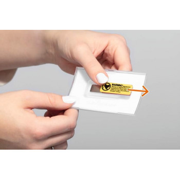 Durable CLICK FOLD vārda karte ar magnētu 40 x 75 mm, caurspīdīga, 10 gab.
