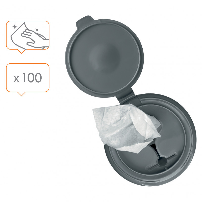 Nobo tāfeļu tīrīšanas salvetes, dozators no pārstrādātas plastmasas, 100 gab.