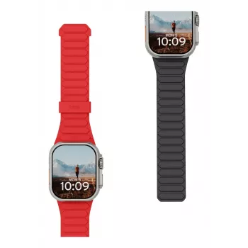 Urban Armor Gear UAG Pathfinder - silikona abpusēji magnētiskā siksniņa Apple Watch 4.–6. sērijai un SE 1.–3., 44mm / 7.–9. sērijai, 45mm / 10.–11. sērijai, 46mm / Ultra 1.–3., 49mm (pelni/lava)