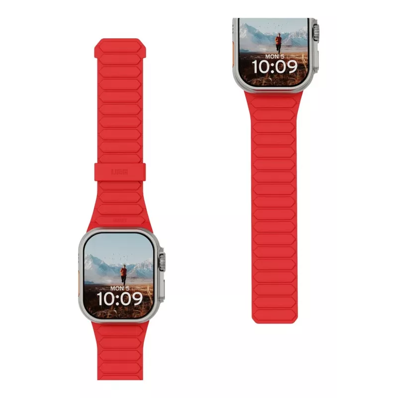 Urban Armor Gear UAG Pathfinder - silikona abpusēji magnētiskā siksniņa Apple Watch 4.–6. sērijai un SE 1.–3., 44mm / 7.–9. sērijai, 45mm / 10.–11. sērijai, 46mm / Ultra 1.–3., 49mm (pelni/lava)