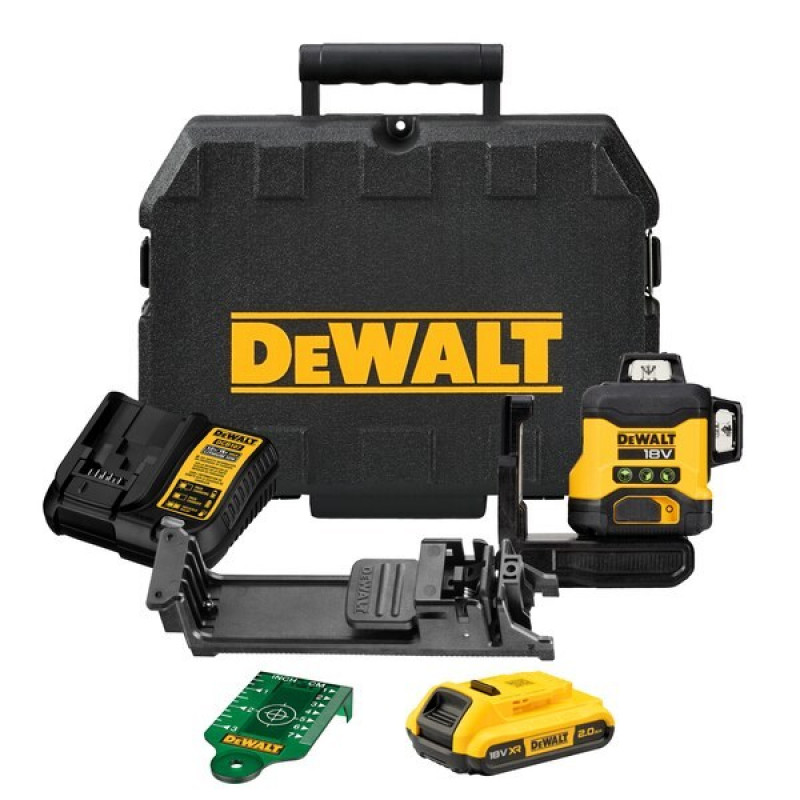 DeWalt DCLE34031D1-QW 3x360° krustlīniju lāzera līmeņrādis, zaļš, 40 m, 18 V, 2 Ah akumulators, TSTAK koferis