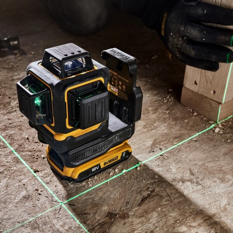 DeWalt DCLE34031D1-QW 3x360° krustlīniju lāzera līmeņrādis, zaļš, 40 m, 18 V, 2 Ah akumulators, TSTAK koferis