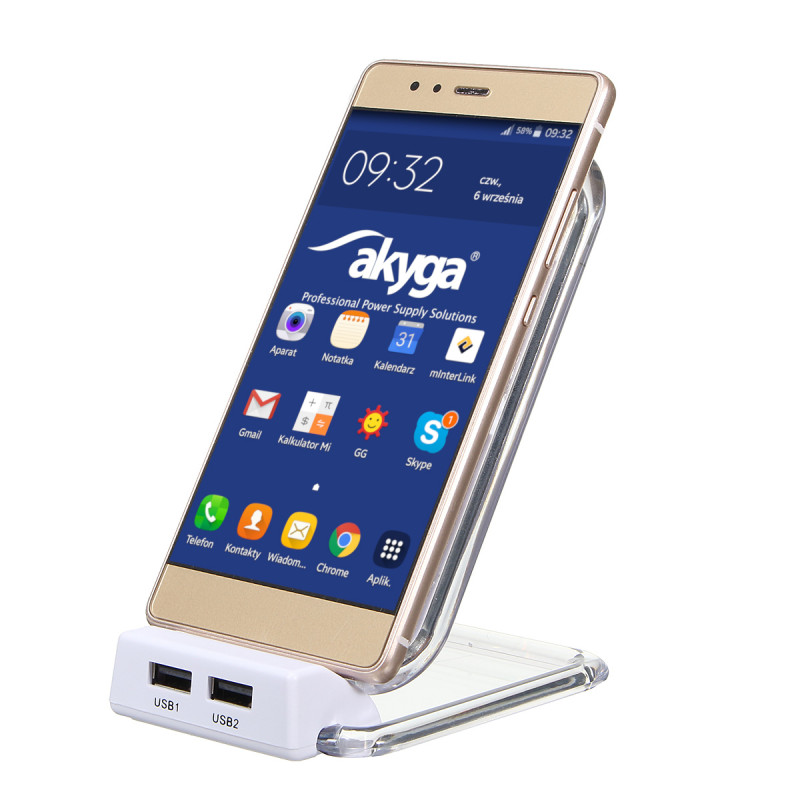 Indukcijas lādētājs Akyga AK-QI-03, 5 V, 2 x USB
