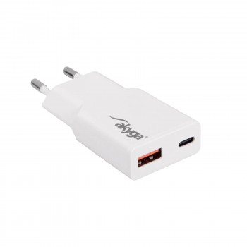 Sienas lādētājs Akyga AK-CH-27 30W USB-C USB-A PD GaN 5-20V / 1.5-3A balts