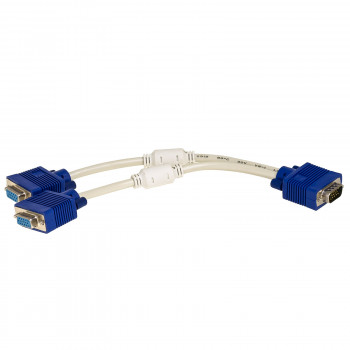 Akyga AK-AD-20 VGA (M) uz 2x VGA (F) sadalītāja kabelis, 15 cm, balts