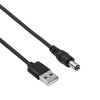 Akyga AK-DC-01 barošanas kabelis USB-A spraudnis – DC 5,5 x 2,1 mm spraudnis, 0,8 m, melns