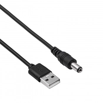 Akyga AK-DC-01 barošanas kabelis USB-A spraudnis – DC 5,5 x 2,1 mm spraudnis, 0,8 m, melns
