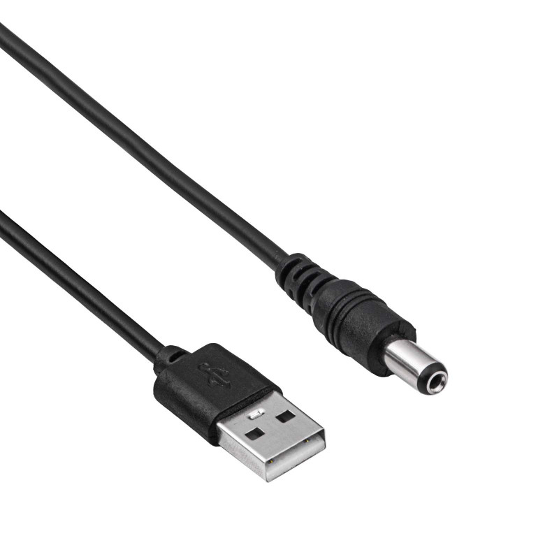 Akyga AK-DC-01 barošanas kabelis USB-A spraudnis – DC 5,5 x 2,1 mm spraudnis, 0,8 m, melns