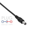 Akyga AK-DC-01 barošanas kabelis USB-A spraudnis – DC 5,5 x 2,1 mm spraudnis, 0,8 m, melns